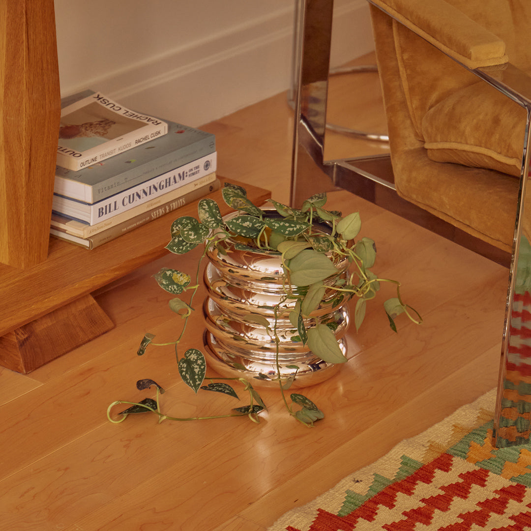 Stacking Planter - Tall. Chrome